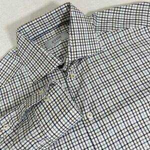 ETON Contemporary Mens Size 15.5/39 Black Gingham Check Long Sleeve Button Shirt